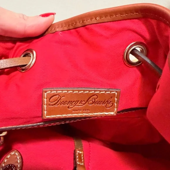 Dooney & Bourke Burgundy Suede Leather Drawstring Bucket Shoulder Bag - Picture 11 of 13